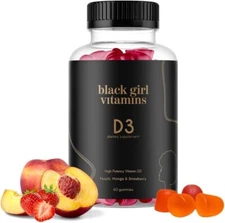 Black Girl Vitamins - Vitamin D3 Gummies, for Immune and Bone Support - 60ct