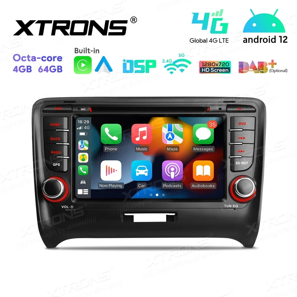 AUTORADIO ANDROID 12 4/64GB STEREO AUTO 7" AUDI TT MK2 8J 2006-2012 NAVI CARPLAY - Immagine 4 di 4