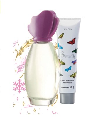 BUTTERFLY PERFUME DE AVON CON CREMA SET 2 PIEZAS ORIGINAL EN CAJA SELLADA