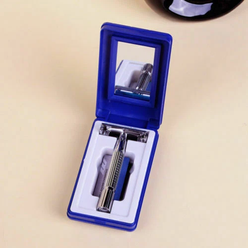 Safety Razor For Men Double Edge Stainless Steel With 5 Blade Mirror Travel Case - Image 3 of 4