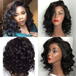 Synthetic Lace Front Wig High Density Baby Hair Short Wavy Wigs
