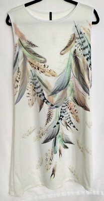 Poliana Plus Sleeveless Tunic Size XL Feathers Poly Rayon Blend
