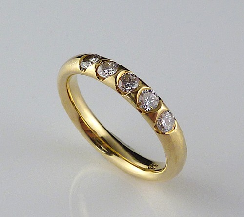 0,50ct Halb Memoryring Goldring mit 5 Diamanten Brillanten 750 18kt Gr 56 17,8mm - Bild 13 von 15