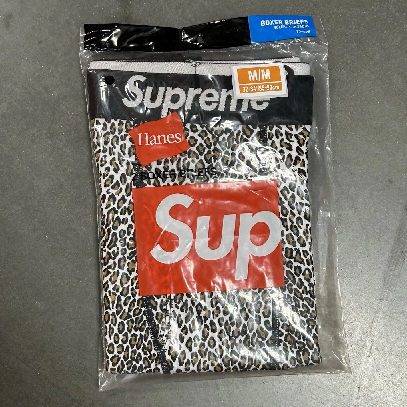 Lot de 2 boxers Supreme logo léopard slip Hanes sous vêtement créateur neuf authentique