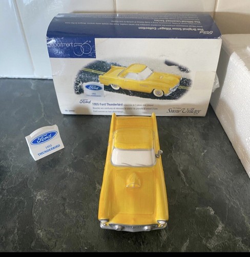 Dept 56 1955 Ford Thunderbird Giallo Villaggio Accessorio Reparto 56 Auto e Insegna - Foto 6 di 7