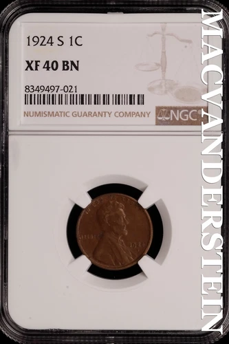 1924-S Lincoln Wheat Cent - NGC XF 40 BN - Scarce  No Reserve  #SLH135