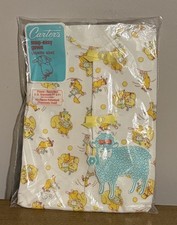 Vintage 70s Carters Layette Size Snap Easy Gown Clowns Bears Yellow Unisex Baby