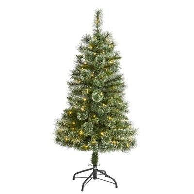 Nearly Natural 4ft Wisconsin Slim Snow Tip Pine Artificial Christmas Tree Clear