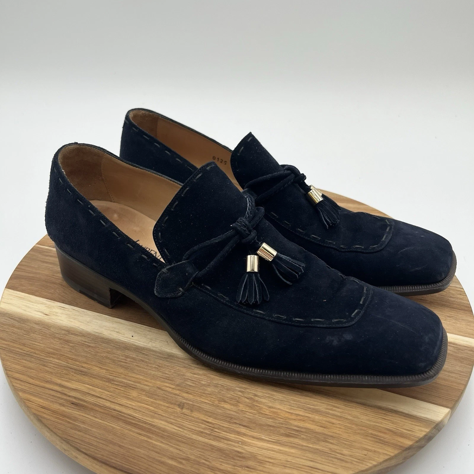 SAINT LAURENT (YSL) Abito mocassini Yves Saint Laurent Rive Gauche blu scamosciato nappa uomo 43 EU 10 US