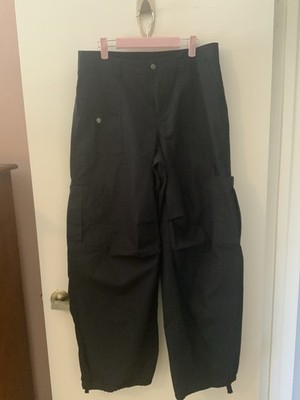 WILD FABLE Women's Wide Leg Cargo Pants Black Size MED 7 pkt Drawstring Bottom