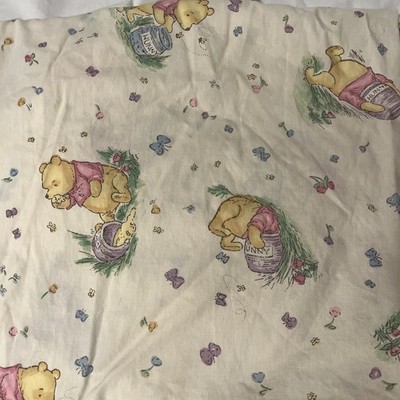 VINTAGE 1990s FITTED CRIB SHEET DISNEY CLASSIC POOH AND HONEY POTS 48'' X 25''