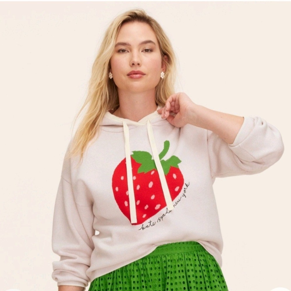 Kate Spade New York Strawberry Graphic Hoodie Sweatshirt Light Pink Women's