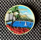 WAIKIKI BEACH HAWAII DIAMOND HEAD 3D RAISED MAGNET 3" NOS — photo 1
