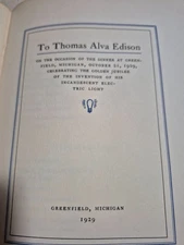 Rare Historical Book Written to Thomas Edison