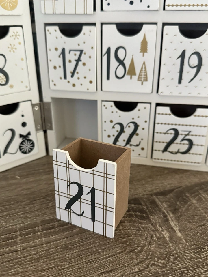 Calendario Navidad Caja Madera 24 Días Cuenta Regresiva Foto 2 de 4