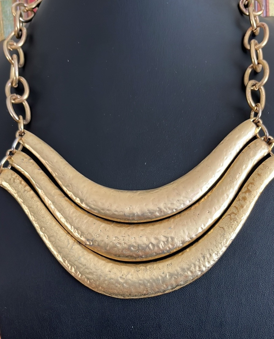 Vintage Kenneth Jay Lane 3 Tiered Brushed Gold To… - image 3