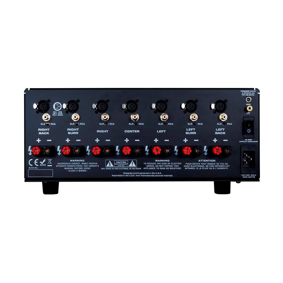 7-Channel 7x200W Power Amplifier AB Audio Amp Home Theater XLR & RCA Inputs 2025 - Image 2 of 4