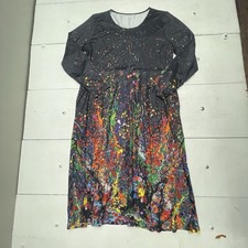 Shein Black Multicolored Paint Splatter Printed Maxi Dress Women's Size 3XL