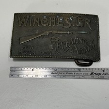VTG WINCHESTER REPEATING ARMS BELT BUCKLE-NEW HAVEN CONN-BRONZE-MADE IN USA