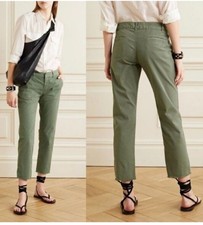 Nili Lotan E. Hampton Army Green Raw Hem Crop Pants Sz. 6