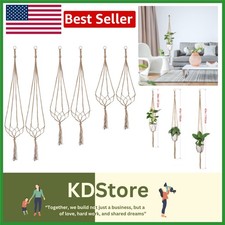 6-Pack Modern Indoor Macrame Plant Hangers in 3 Sizes