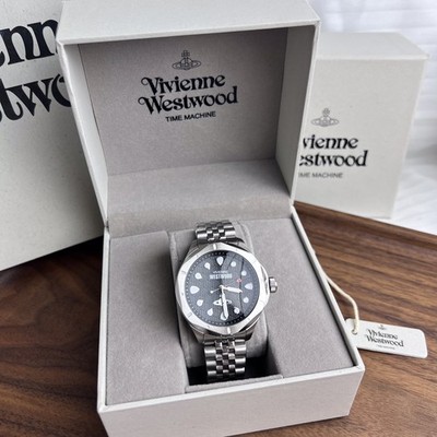 VIVIENNE Men's Women's 39mm Black Dial Silver interlaced strap