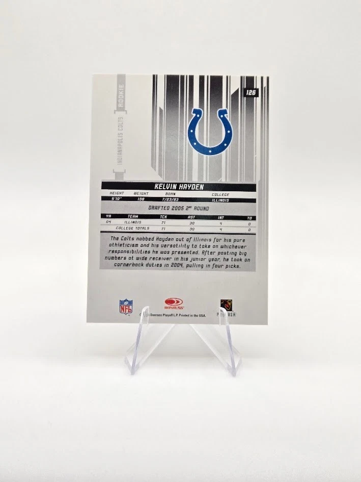 Kelvin Hayden 2005 Leaf Rookies & Stars RC Black SP /50 #126 Colts - Image 2 of 2