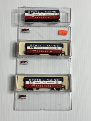 Lot of 3 State of Maine Atlas BAR 2570 N Scale 40' Plug Door Box Cars 33295