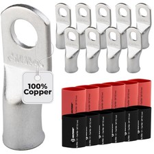 SELTERM 10pcs - 1/0 Awg - 3/8 Stud - Battery Lugs - Ring Terminal Connectors ...