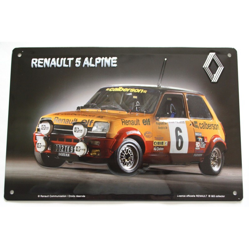 Plaque métal publicitaire RENAULT 5 ALPINE 20x30cm en relief relief tôle vintage