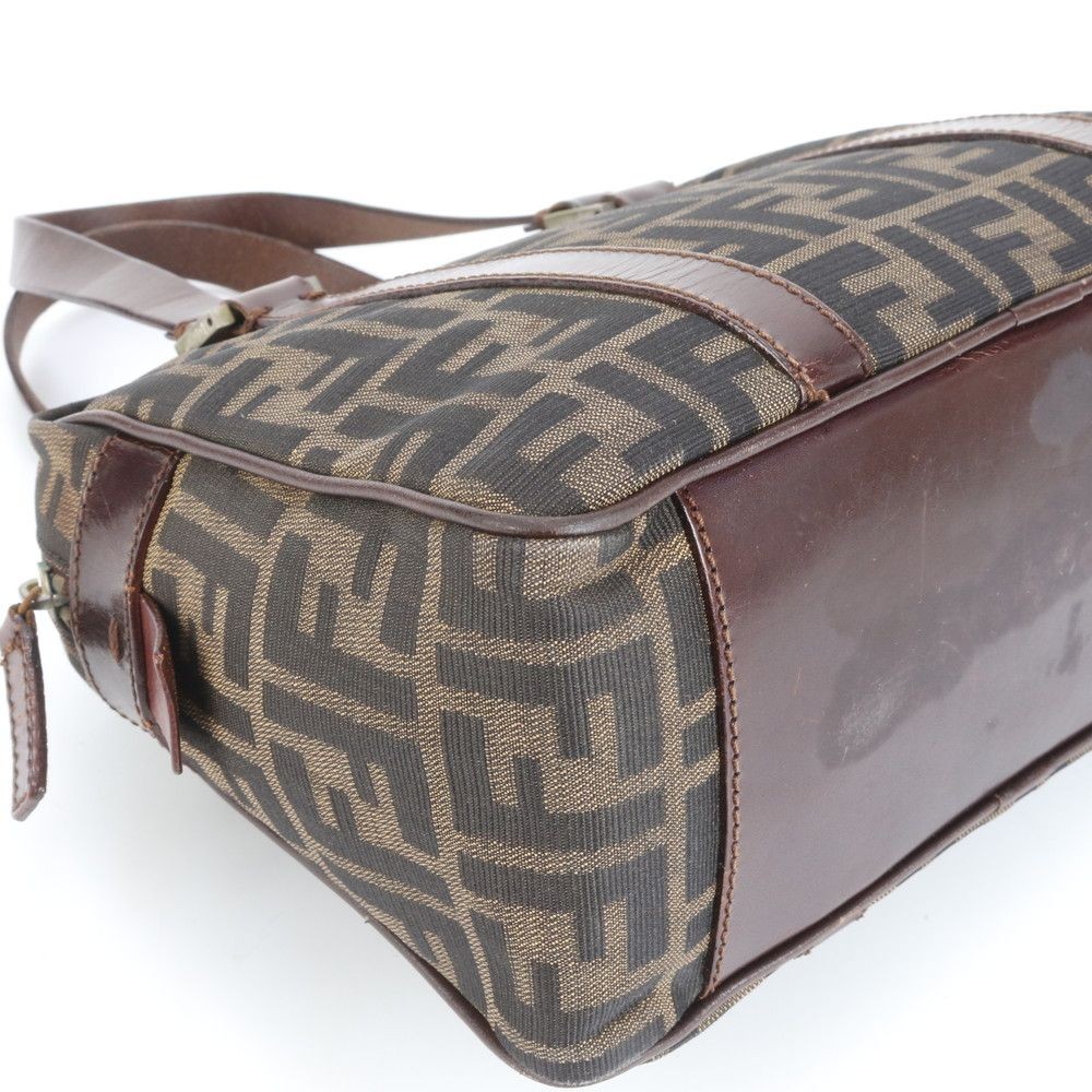 FENDI Handbag Brown Nylon Leather FF Zucca Unisex From Japan thumbnail 12