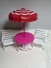 Barbie Sized Outdoor Patio Furniture Tables Chairs Fashion Doll W Umbrella
