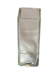 Clear Glass Square Vase 8in Tall 3inx3in Opening Weighted Base