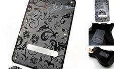 Stainless Steel Guitar Back Plate 6 holes Engraved Metal Trem Tremolo Black