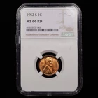 1952-S Lincoln Wheat Cent - NGC GRADED MS66 RD - 1c