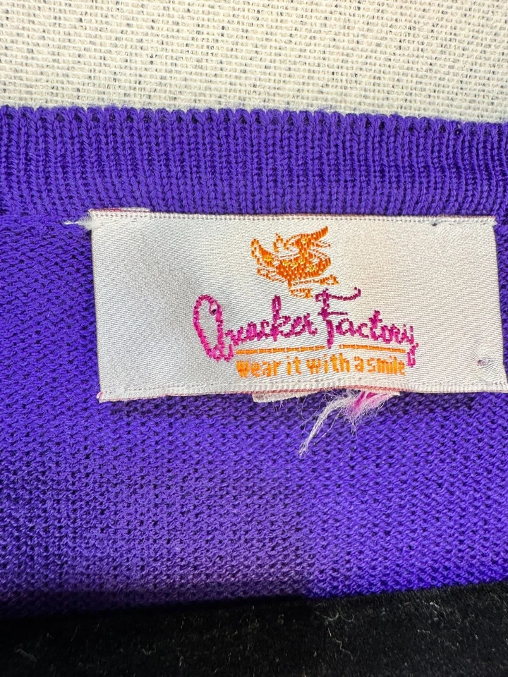 Quacker Factory Womens Embellished Mature Cardigan Sweater Size XL/XXL Purple - Image 2 of 4
