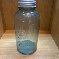 Vintage Blue Ball Perfect Mason Quart Jar #2 Circa 1923-1933 w/ Zinc Presto Lid