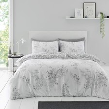 Wisteria Grey Duvet Cover Reversible Floral Double Quilt Bedding Bed Linen Set