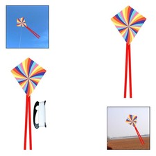 Rainbow Kite Beginner Fiberglass Poles Summer Outdoor Activities with Tail