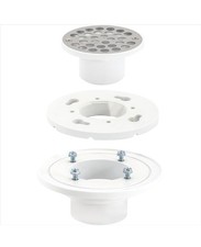 EZ-FLO 2 Inch x 3 PVC Low Profile Floor Shower Drain, Stainless Steel Grid,