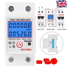Digital LCD Kwh Wattmeter Power Consumption Energy Meter Electric Din Rail 230V