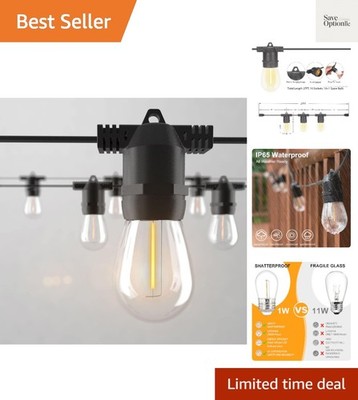 S14 LED Outdoor String Lights, Shatterproof  27Ft Maximum 918Ft for Patio Lig...