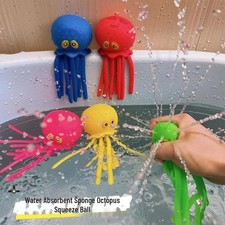 Baby Bath Toy Sponge Octopus Water Absorbing Stress Relief Kids Swimming Play