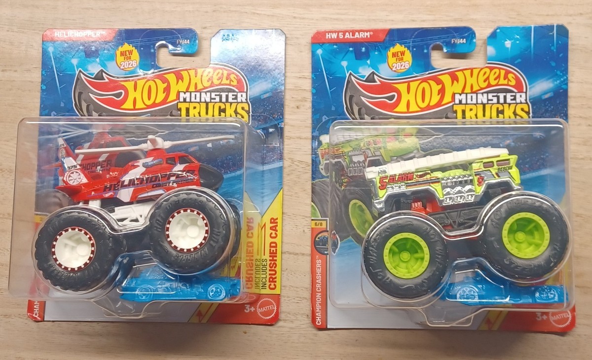 2026 Hot Wheels Monster Trucks -HELICOPTER & 5 Alarm Lot Of 2 | eBay