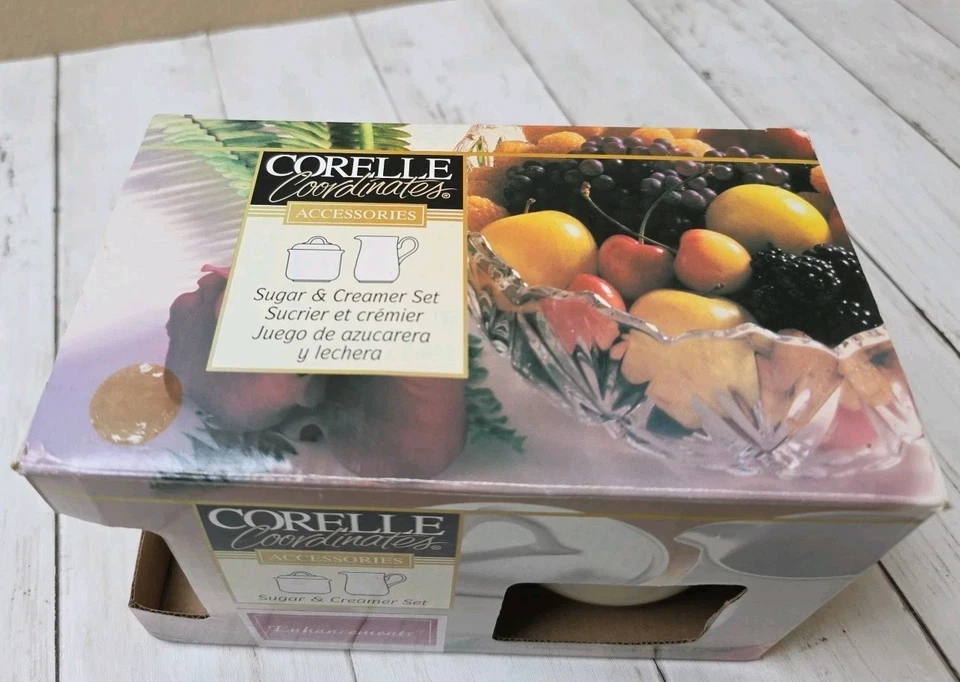 Corelle Coordinates 81-TY Sandstone Ivory Lidded Sugar Bowl and Creamer Set - Image 2 of 4