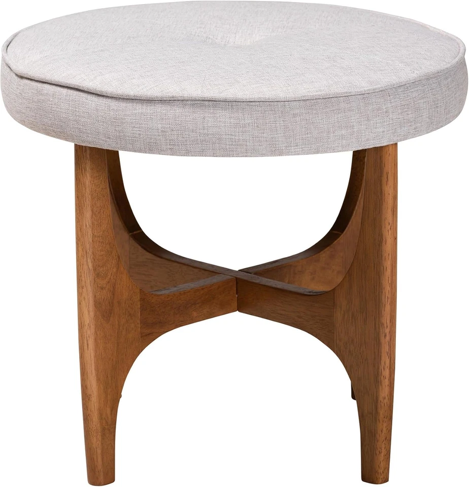Theo Footstool, One Size, Greyish Beige/Walnut Brown - Image 4 of 4