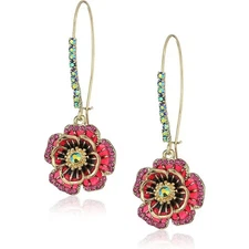 Betsey Johnson Rose Dangle Earrings Multi-color