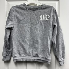 Nike Sweatshirt Youth Large Grey Crewneck Embroidered  Nike  Logo Pullover READ