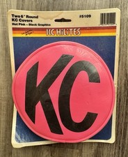 Vintage Kc Hilites Two 6 Round Fog Light Covers Hot Pink Vinyl 5109 Kc Hilites