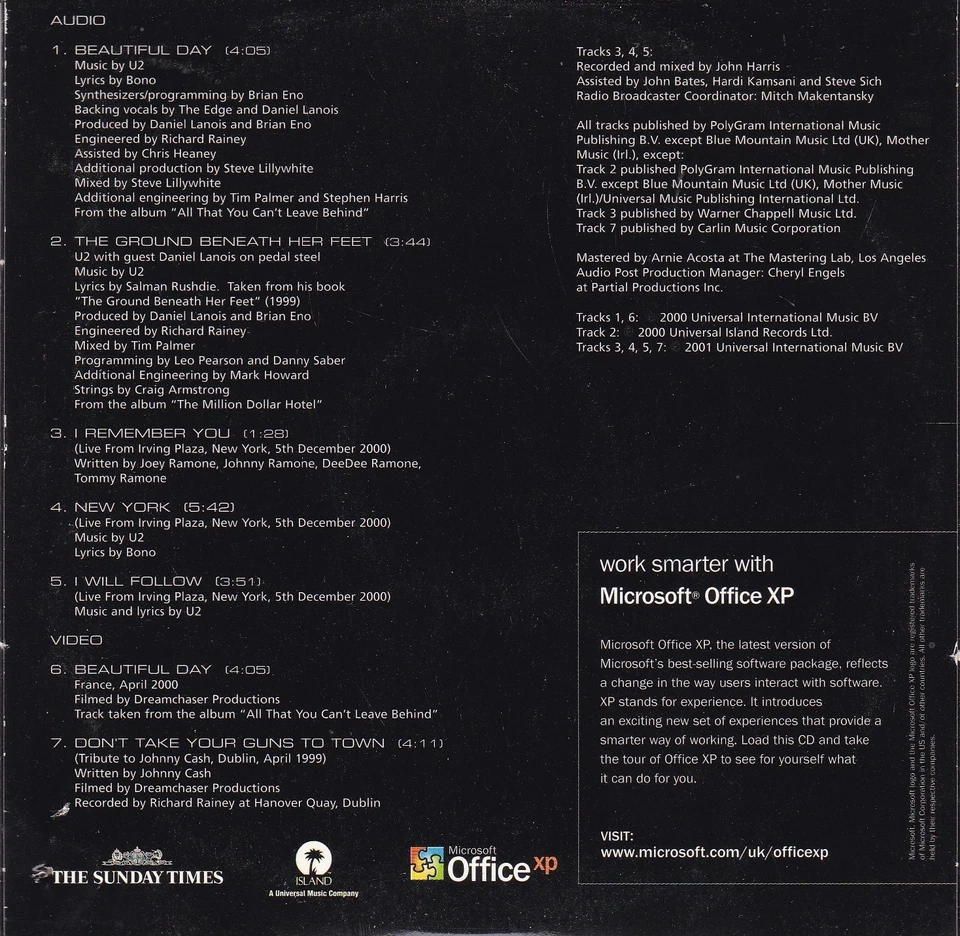 U2 EXCLUSIVE CD! 5-TRACK EP PLUS 2 VIDEOS - Bild 2 von 3